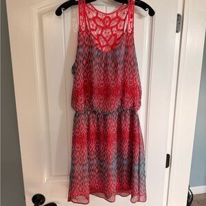 Express Red and Blue Patterned dress